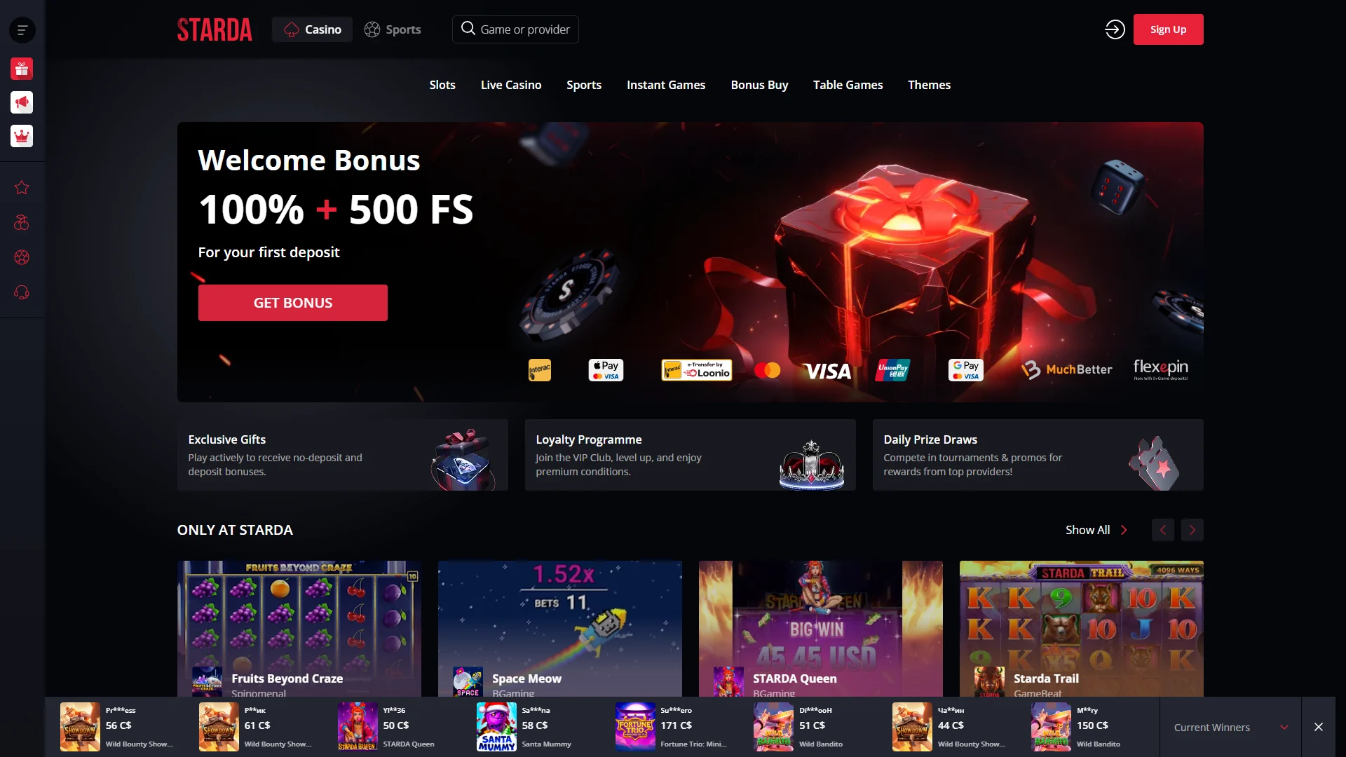 Starda homepage